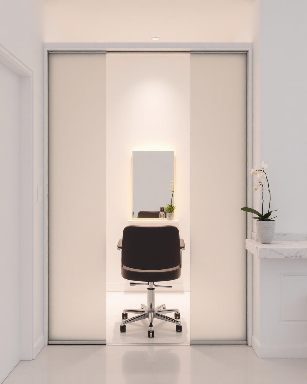 Der abgetrennte, uneinsichtige Bereich im Salon MadoFarah Beauty.
